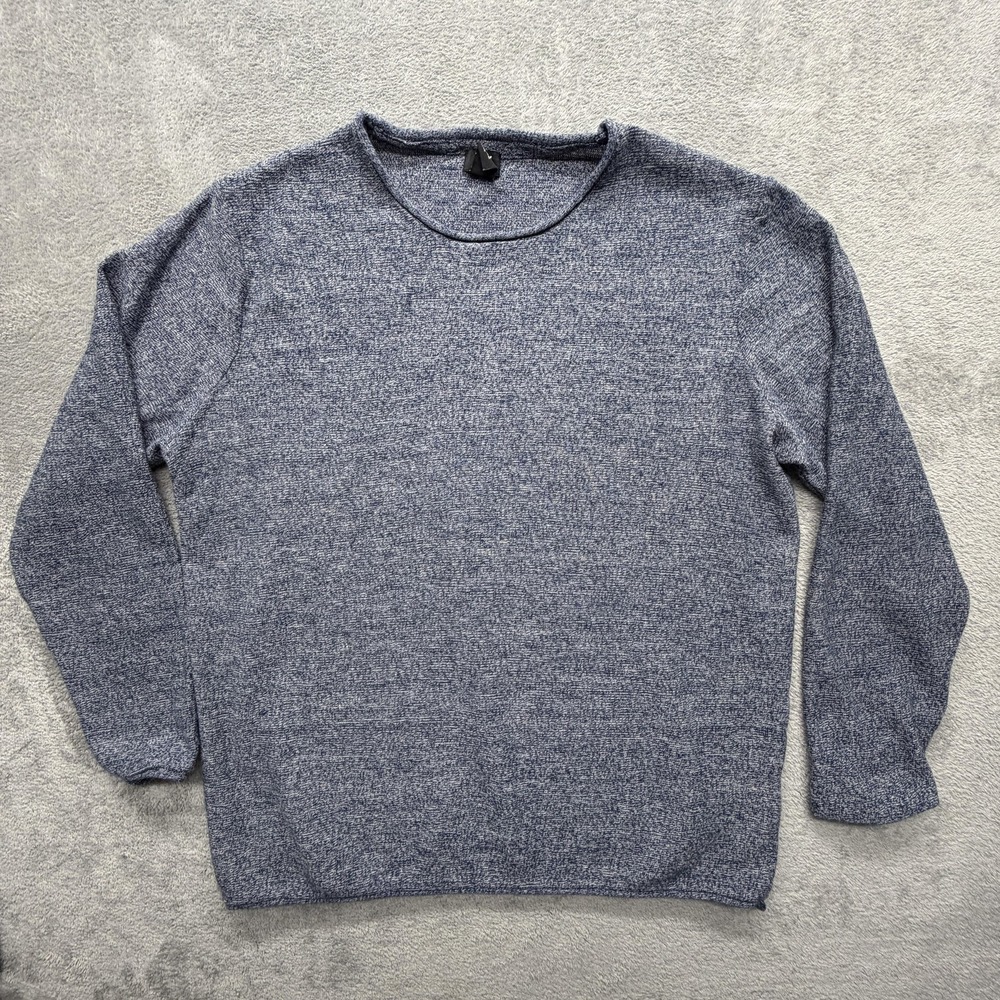 H&M Sweater Mens Large Blue Marled Knit Crewneck Pullover Long Sleeve Soft